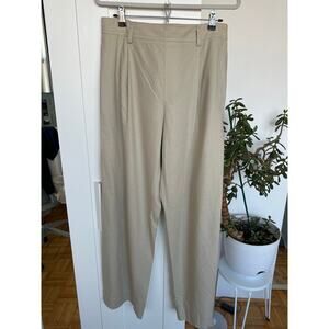 Vince Linen-Blend High-Rise Pull-On Pant, Tan, Size Large, Like New